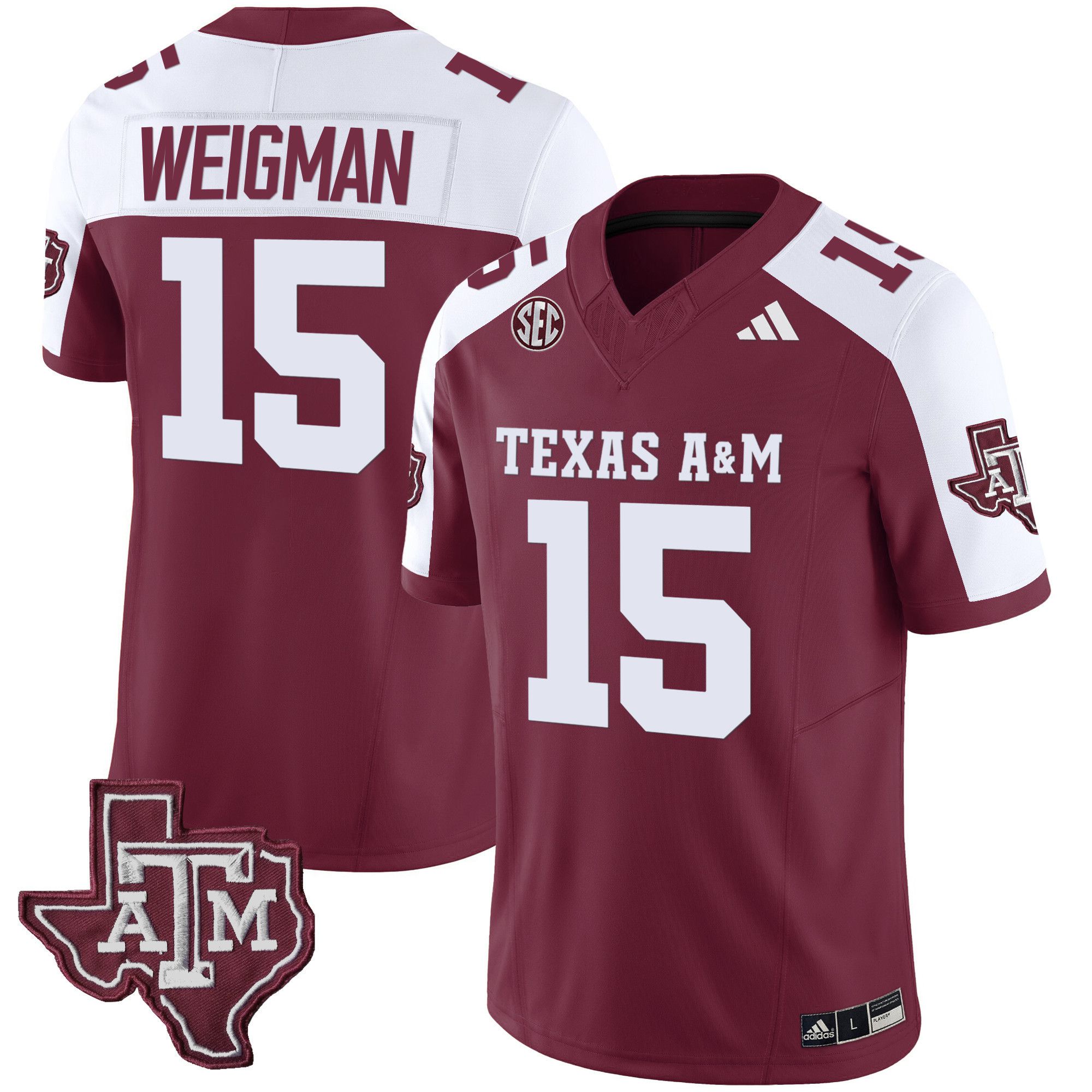 Men Texas A&M Aggies #15 Weigman Red 2024 Vapor Limited NCAA Jersey